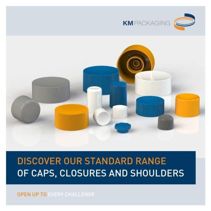 KM Packagings standard range of caps is above the standard